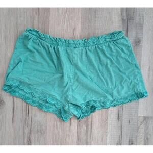 3/$20 Zara Teal Elastic Waistband Lace Trim Loungewear Shorts 11/12Y (Z1)